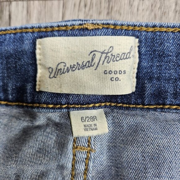 Universal Thread Jeans Womens 6/28R Blue High Rise Skinny Distressed Stretch - Picture 4 of 13